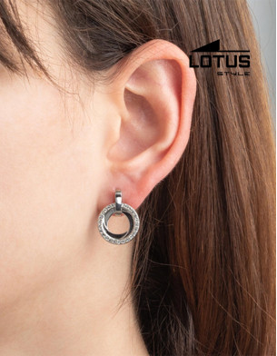LOTUS STYLE STAINLESS STEEL EARRINGS 